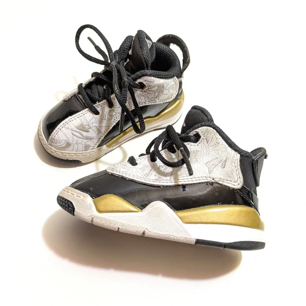 Jordan Dub Zero Toddler Sneakers Size 4 Black Gold Nike 311072-005 VTG Style